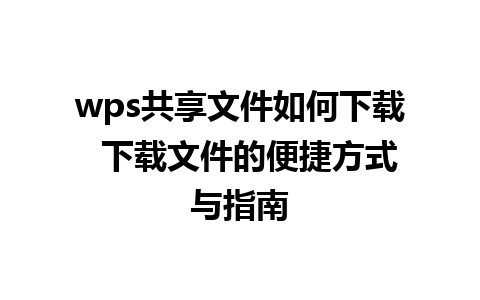 wps共享文件如何下载  下载文件的便捷方式与指南