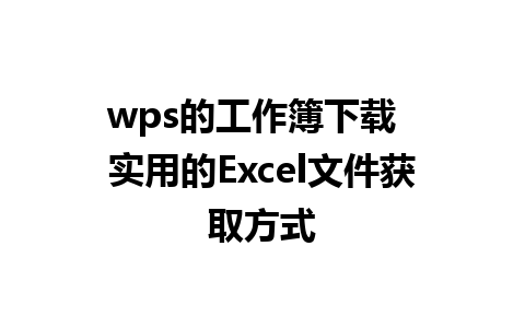 wps的工作簿下载  实用的Excel文件获取方式