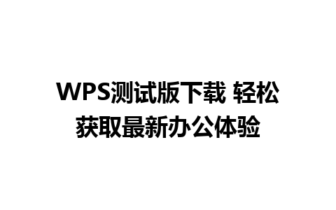 WPS测试版下载 轻松获取最新办公体验