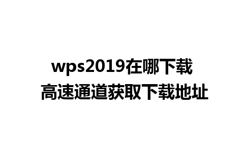 wps2019在哪下载 高速通道获取下载地址