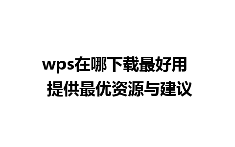 wps在哪下载最好用  提供最优资源与建议