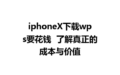 iphoneX下载wps要花钱  了解真正的成本与价值