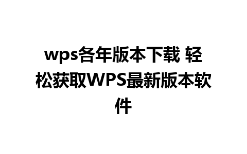 wps各年版本下载 轻松获取WPS最新版本软件