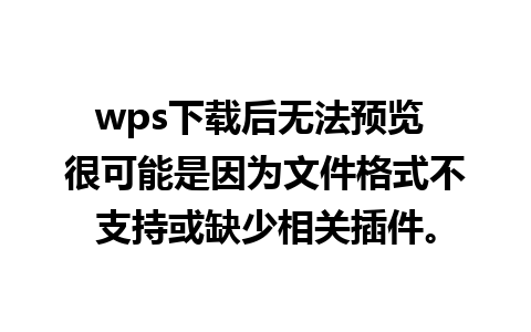 wps下载后无法预览 很可能是因为文件格式不支持或缺少相关插件。