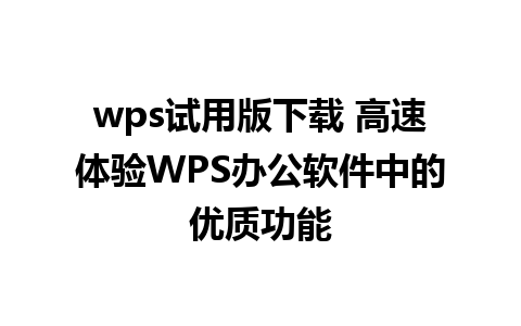 wps试用版下载 高速体验WPS办公软件中的优质功能