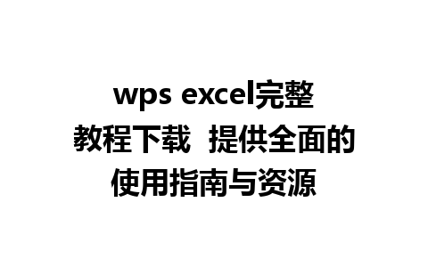 wps excel完整教程下载  提供全面的使用指南与资源