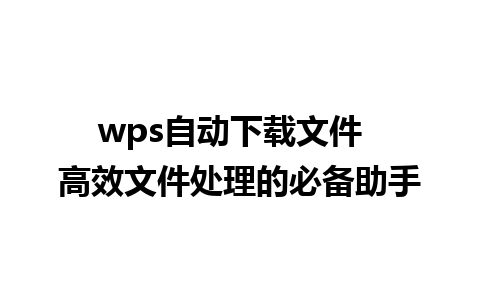 wps自动下载文件  高效文件处理的必备助手