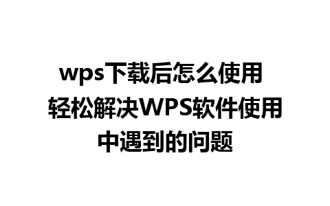 wps下载后怎么使用 轻松解决WPS软件使用中遇到的问题