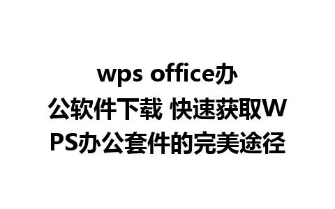 wps office办公软件下载 快速获取WPS办公套件的完美途径