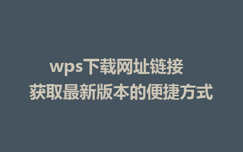 wps下载网址链接  获取最新版本的便捷方式