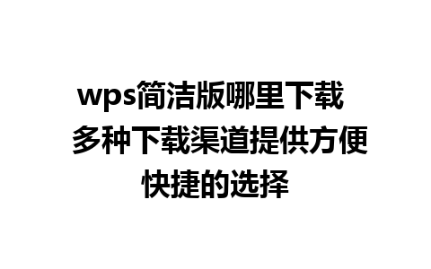 wps简洁版哪里下载  多种下载渠道提供方便快捷的选择