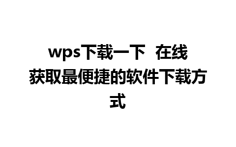 wps下载一下  在线获取最便捷的软件下载方式