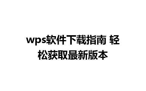 wps软件下载指南 轻松获取最新版本