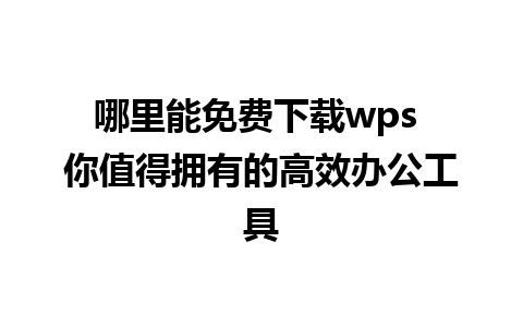 哪里能免费下载wps 你值得拥有的高效办公工具