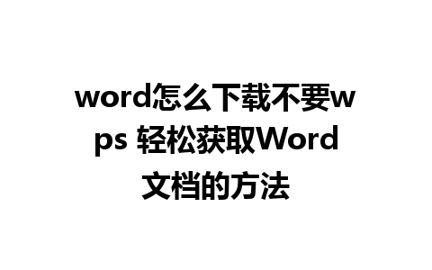 word怎么下载不要wps 轻松获取Word文档的方法