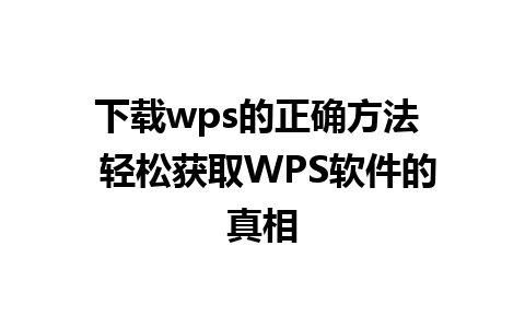 下载wps的正确方法  轻松获取WPS软件的真相