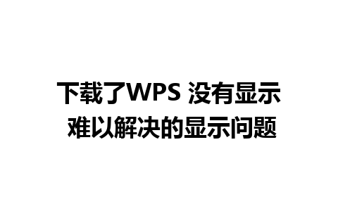 下载了WPS 没有显示 难以解决的显示问题