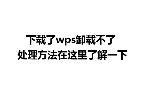 下载了wps卸载不了 处理方法在这里了解一下