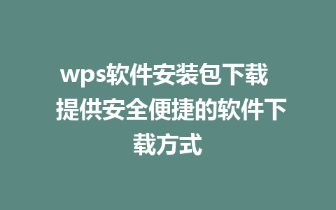 wps软件安装包下载  提供安全便捷的软件下载方式