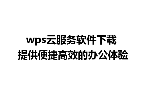 wps云服务软件下载 提供便捷高效的办公体验