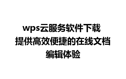 wps云服务软件下载 提供高效便捷的在线文档编辑体验