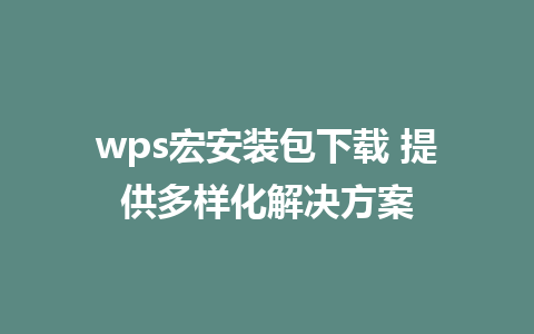 wps宏安装包下载 提供多样化解决方案